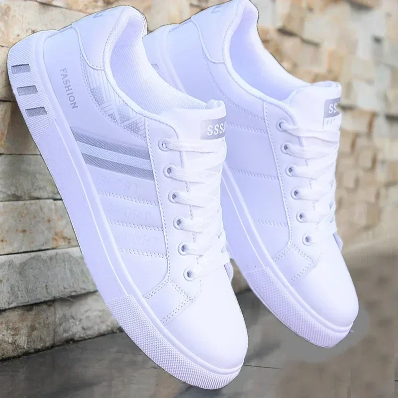 White Sneaker Care Kit - Tênis masculinos brancos, sapatos casuais originais,