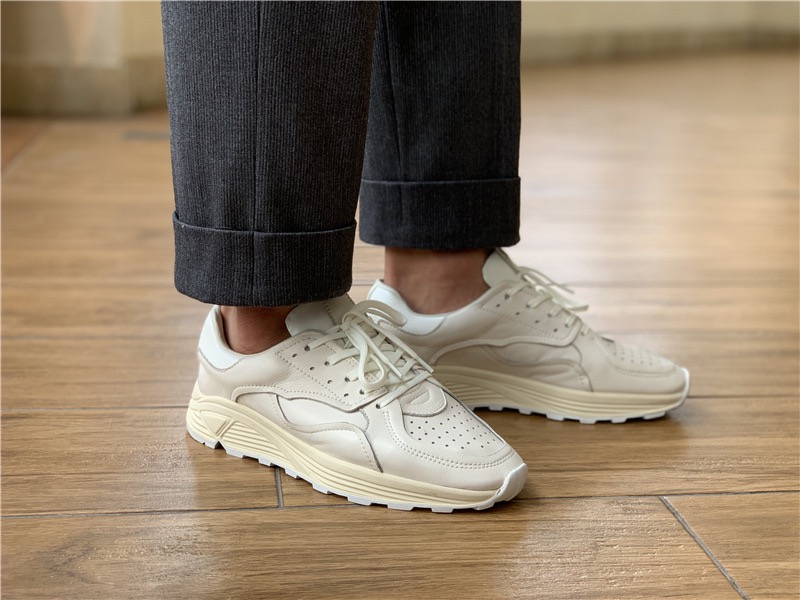 White Sneaker Care Kit - Sapatos casuais masculinos de couro genuíno,